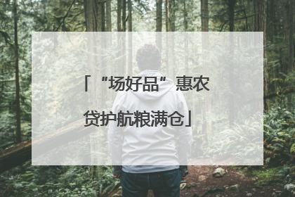 “场好品”惠农贷护航粮满仓
