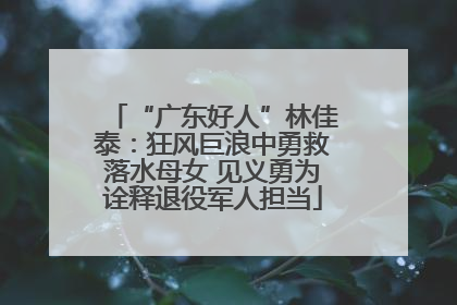 “广东好人”林佳泰：狂风巨浪中勇救落水母女 见义勇为诠释退役军人担当