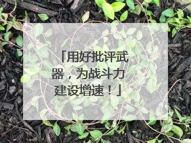 用好批评武器，为战斗力建设增速！