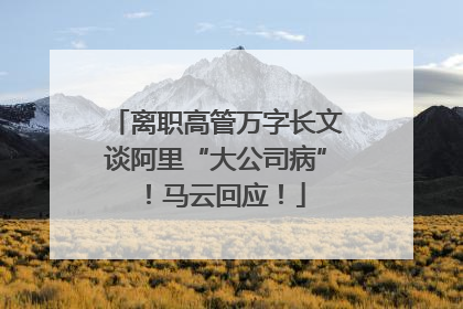 离职高管万字长文谈阿里“大公司病”！马云回应！
