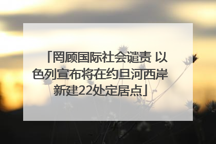 罔顾国际社会谴责 以色列宣布将在约旦河西岸新建22处定居点