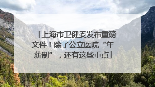 上海市卫健委发布重磅文件！除了公立医院“年薪制”，还有这些重点