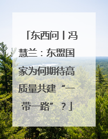 东西问丨冯慧兰：东盟国家为何期待高质量共建“一带一路”？