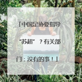 中国足协要指导“苏超”？有关部门：没有的事！