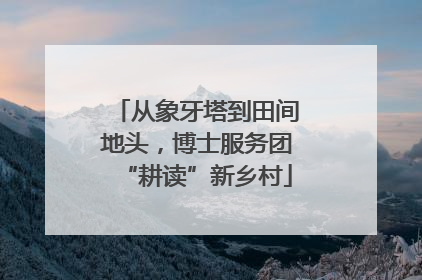 从象牙塔到田间地头，博士服务团“耕读”新乡村