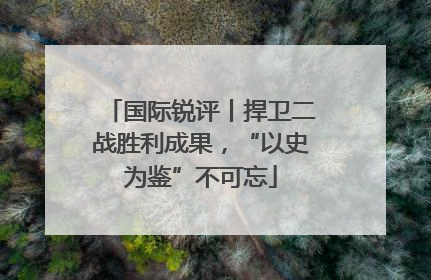 国际锐评丨捍卫二战胜利成果，“以史为鉴”不可忘