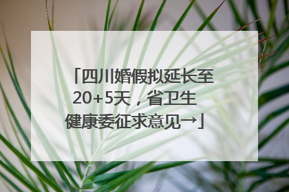 四川婚假拟延长至20+5天，省卫生健康委征求意见→