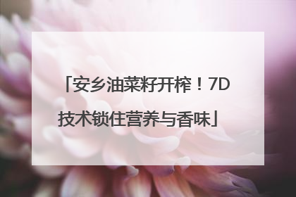 安乡油菜籽开榨！7D技术锁住营养与香味