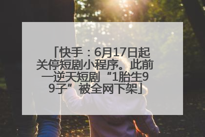 快手：6月17日起关停短剧小程序。此前一逆天短剧“1胎生99子”被全网下架
