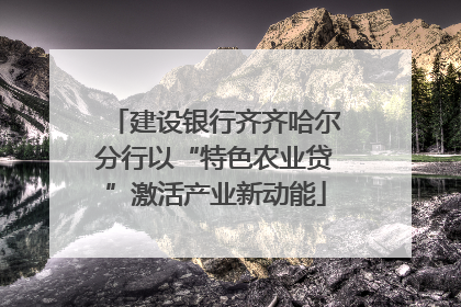建设银行齐齐哈尔分行以“特色农业贷”激活产业新动能