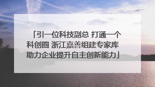 引一位科技副总 打通一个科创圈 浙江嘉善组建专家库助力企业提升自主创新能力