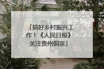 搞好乡村振兴工作！《人民日报》关注贵州侗寨