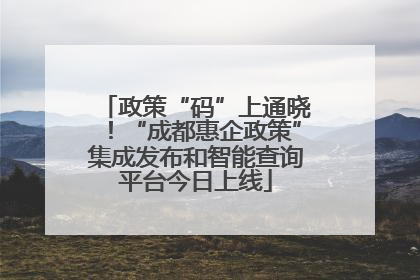 政策“码”上通晓！“成都惠企政策”集成发布和智能查询平台今日上线