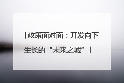 政策面对面：开发向下生长的“未来之城”