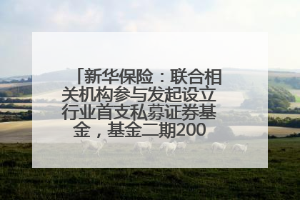 新华保险：联合相关机构参与发起设立行业首支私募证券基金，基金二期200亿元已募集完毕