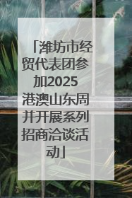 潍坊市经贸代表团参加2025港澳山东周并开展系列招商洽谈活动