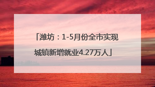 潍坊：1-5月份全市实现城镇新增就业4.27万人