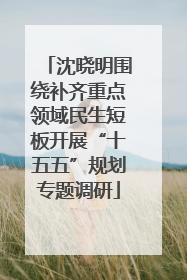 沈晓明围绕补齐重点领域民生短板开展“十五五”规划专题调研