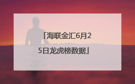 海联金汇6月25日龙虎榜数据