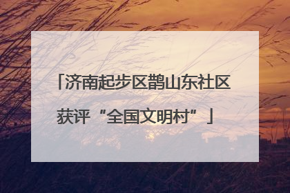 济南起步区鹊山东社区获评“全国文明村”