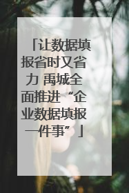 让数据填报省时又省力 禹城全面推进“企业数据填报一件事”