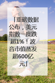 重磅数据公布，美元指数一度跌超1%！波音市值蒸发超600亿元