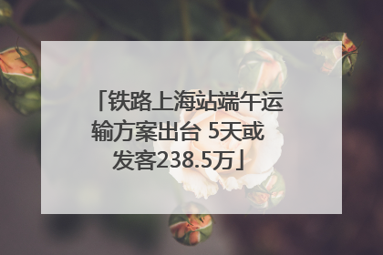 铁路上海站端午运输方案出台 5天或发客238.5万