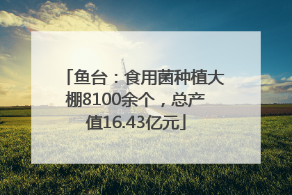 鱼台：食用菌种植大棚8100余个，总产值16.43亿元