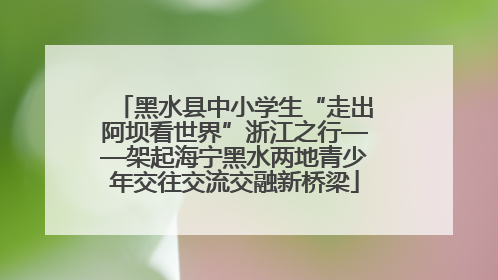 黑水县中小学生“走出阿坝看世界”浙江之行——架起海宁黑水两地青少年交往交流交融新桥梁