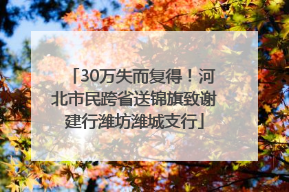 30万失而复得！河北市民跨省送锦旗致谢建行潍坊潍城支行