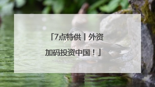 7点特供丨外资加码投资中国！